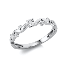 Ring aus 750 Gold Weißgold 7 Brillanten 0,16ct TW-SI B:2,9mm 4er-Krappe