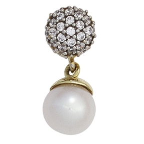 Anhänger aus 333 Gold Gelbgold mit Süßwasser Perle creme-weiß & Zirkonia