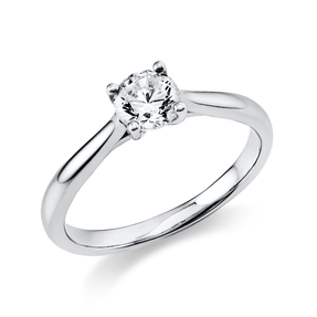 Solitaire Ring aus 750 Gold Weißgold Brillant 0,5ct F-SI B:2,4mm 4er-Krappe