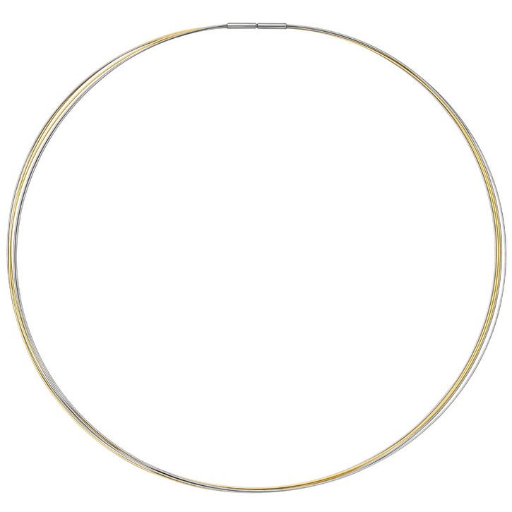 Halsreif aus Edelstahl 5-reihig bicolor 45cm