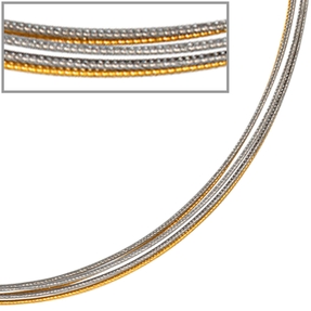Halsreif Omegareif Halskette Collier Edelstahl 5-reihig bicolor vergoldet 45cm