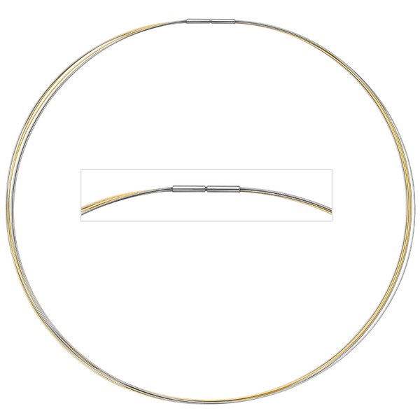 Halsreif aus Edelstahl 5-reihig bicolor 45cm