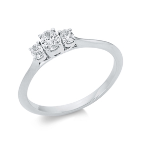 Ring aus 750 Gold Weißgold 3 Diamanten 0,36ct TW-SI B:4,5mm