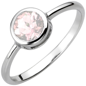Ring aus 925 Silber rhodiniert mit Rosenquarz Ø7,3mm Zarge Fassung Fingerring Ring aus 925 Silber rhodiniert mit Rosenquarz Ø7,3mm Zarge Fassung Fingerring