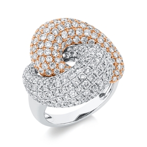 Pavé Ring aus 750 Gold weiß/rot 308 Brillanten 4,31ct TW-SI B:22,1mm