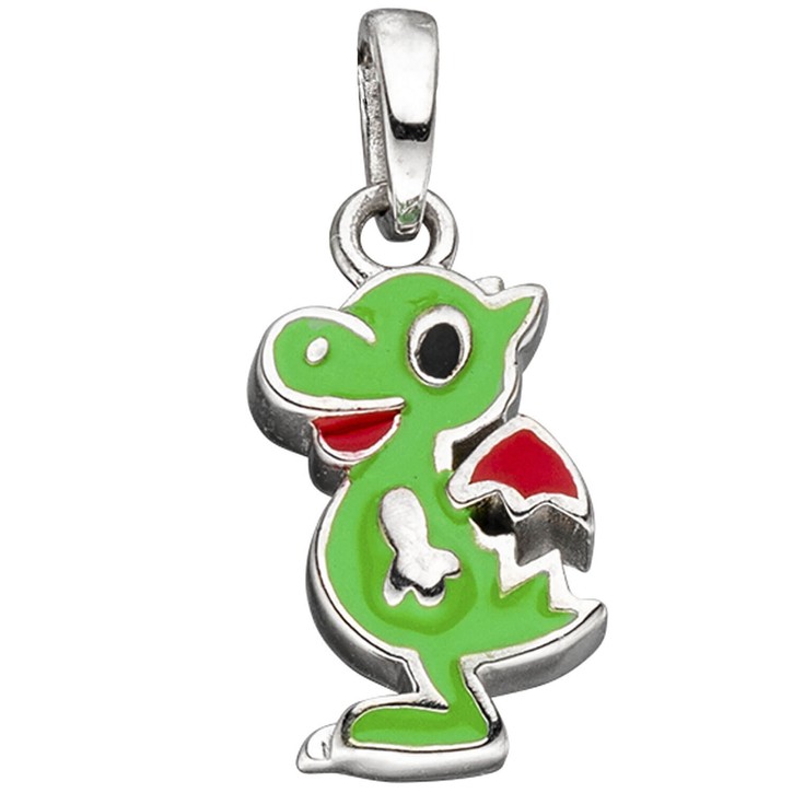 Schmuck-Set Drache grün 925 Silber 42cm