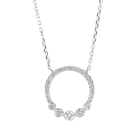 Collier Kreis aus 750 Gold Weißgold 26 Diamanten 0,36ct TW-SI L:45cm