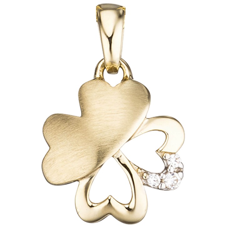 Schmuck-Set Kleeblatt 333 Gelbgold Zirkonia 45cm