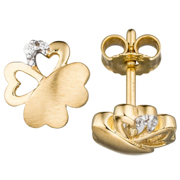 Schmuck-Set Kleeblatt 333 Gelbgold Zirkonia 45cm