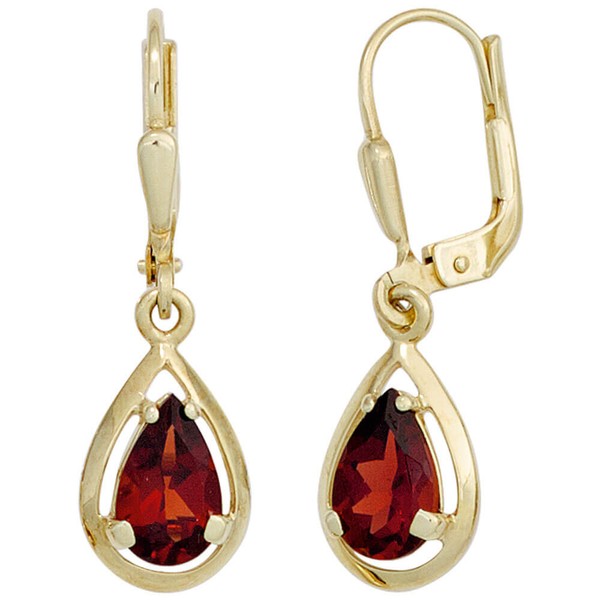 Schmuck-Set aus 333 Gelbgold mit Granat 45cm