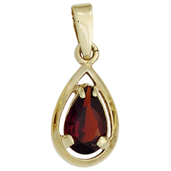 Schmuck-Set aus 333 Gelbgold mit Granat 45cm