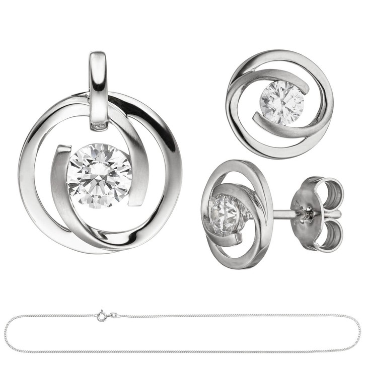 Schmuck-Set aus 333 Weißgold mit Zirkonia 42cm