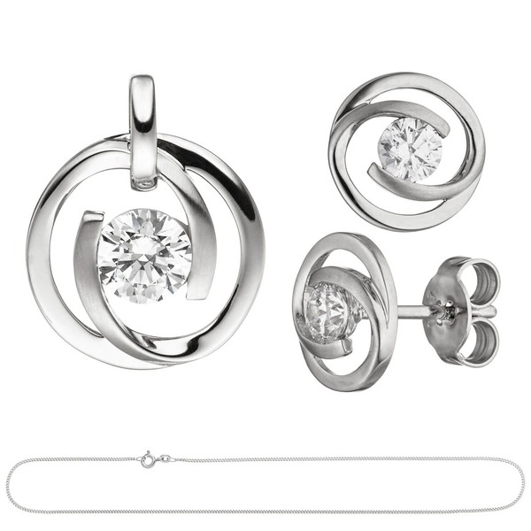 Schmuck-Set aus 333 Weißgold mit Zirkonia 42cm