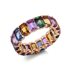 Ring aus 750 Gold Rotgold 18 Saphire 11,66ct mehrfarbig B:6,3mm