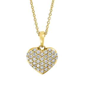 Collier Herz aus 750 Gold Gelbgold 37 Brillanten 0,26ct TW-SI L:45cm