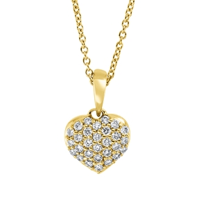 Collier Herz aus 750 Gold Gelbgold 29 Brillanten 0,17ct TW-SI L:45cm