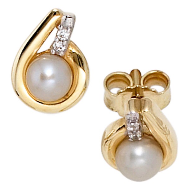 Schmuck-Set aus 333 Gelbgold mit Perlen und Zirkonia 45cm