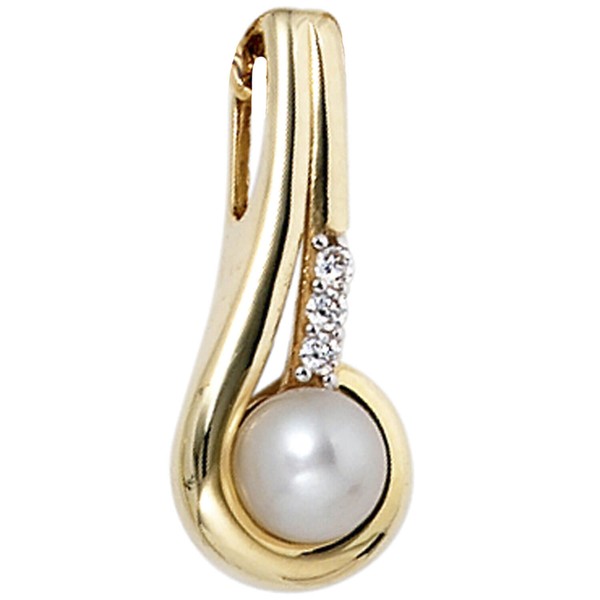 Schmuck-Set aus 333 Gelbgold mit Perlen und Zirkonia 45cm