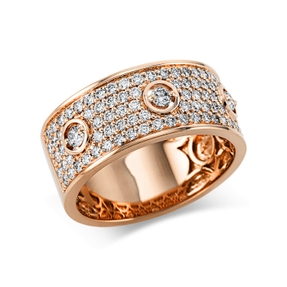 Pavé Ring aus 750 Gold Rotgold 89 Brillanten 0,83ct TW-SI B:8,3mm Zarge
