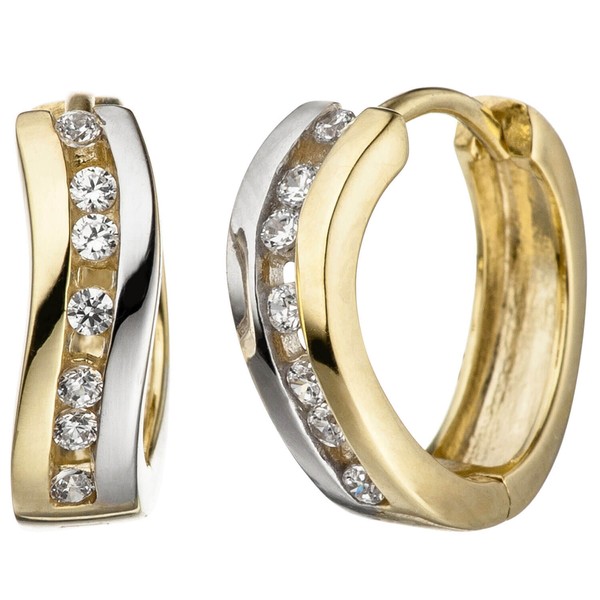 Schmuck-Set aus 333 Gelbgold bicolor mit Zirkonia 42cm