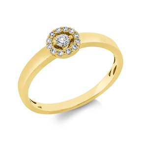 Ring aus 750 Gold Gelbgold 13 Brillanten 0,14ct TW-SI B:6mm