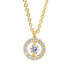 Collier Kreis aus 750 Gold Gelbgold 13 Brillanten 0,14ct TW-SI L:42cm