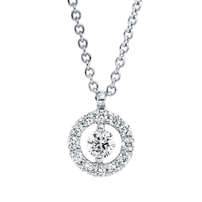Collier Kreis aus 750 Gold Weißgold 13 Brillanten 0,14ct TW-SI L:42cm