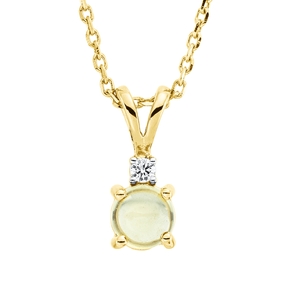 Collier aus 750 Gelbgold Peridot 0,41ct grün Brillant 0,01ct TW-SI L:45cm