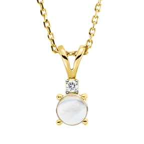 Collier aus 750 Gelbgold Amethyst 0,41ct grün Brillant 0,01ct TW-SI L:45cm