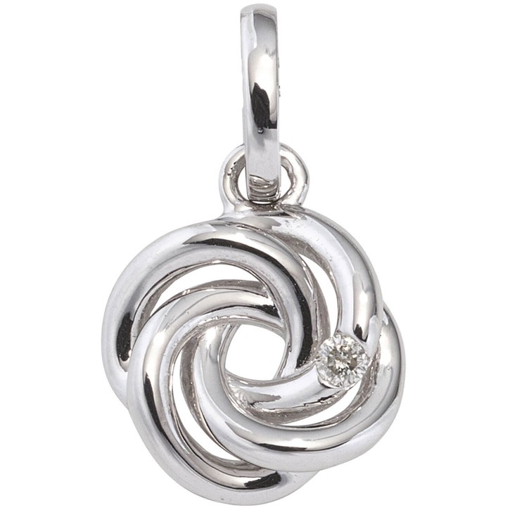 Schmuck-Set Knoten 585 Weißgold 3 Diamanten 42cm