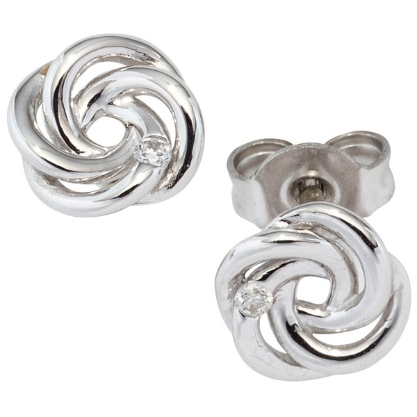 Schmuck-Set Knoten 585 Weißgold 3 Diamanten 42cm