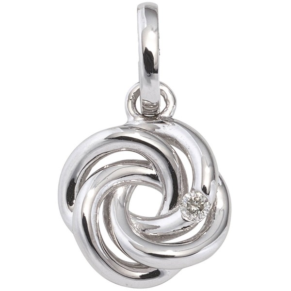 Schmuck-Set Knoten 585 Weißgold 3 Diamanten 42cm