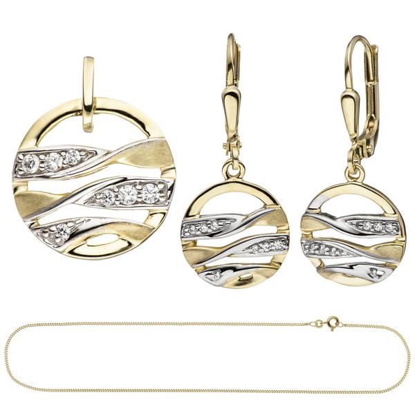 Schmuck-Set aus 333 Gelbgold mit Zirkonia 42cm