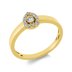 Ring Tropfen aus 750 Gold Gelbgold 13 Brillanten 0,16ct TW-SI B:7,2mm