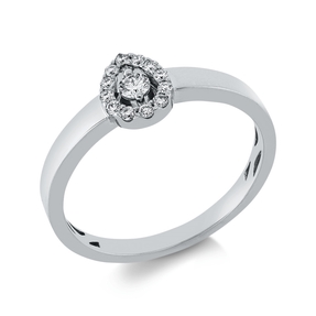Ring Tropfen aus 750 Gold Weißgold 13 Brillanten 0,16ct TW-SI B:7,2mm