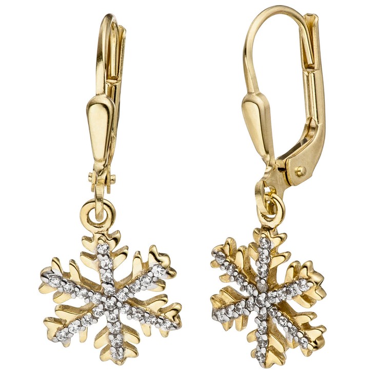 Schmuck-Set Schneeflocke 333 Gelbgold Zirkonia 45cm
