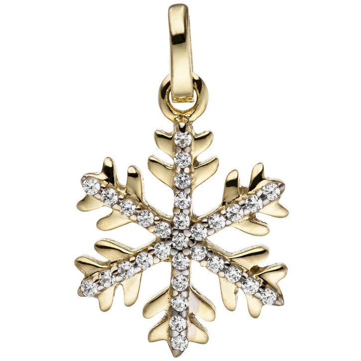 Schmuck-Set Schneeflocke 333 Gelbgold Zirkonia 45cm