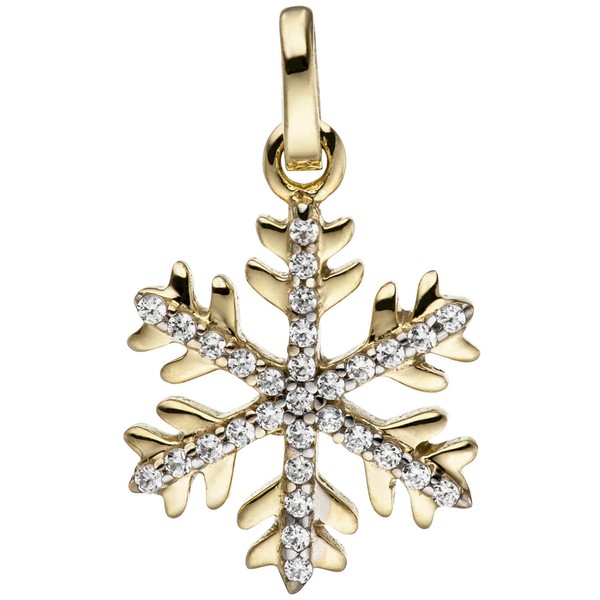 Schmuck-Set Schneeflocke 333 Gelbgold Zirkonia 45cm