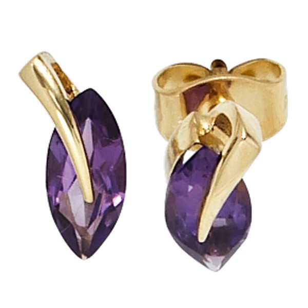 Schmuck-Set 585 Gelbgold 3 Amethyste 42cm