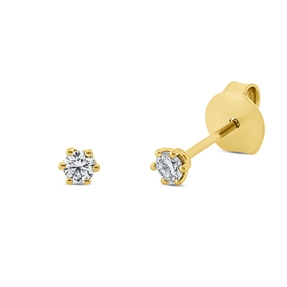 Solitaire Ohrstecker aus 750 Gold Gelbgold 2 Brillanten 0,17ct TW-SI 6er-Krappe