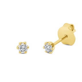 Solitaire Ohrstecker aus 750 Gold Gelbgold 2 Brillanten 0,17ct TW-SI 6er-Krappe