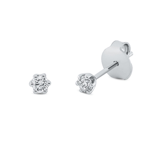 Solitaire Ohrstecker aus 750 Gold Weißgold 2 Brillanten 0,17ct TW-SI 6er-Krappe