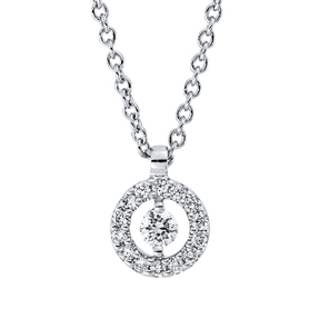 Collier Kreis aus 750 Gold Weißgold 15 Brillanten 0,08ct TW-SI L:42cm