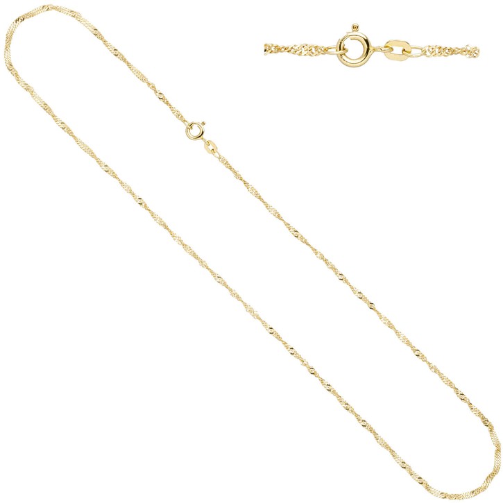 Schmuck-Set 585 Gold bicolor 3 Perlen 4 Diamanten 42cm