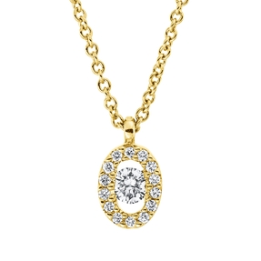 Collier Oval aus 750 Gold Gelbgold 15 Brillanten 0,1ct TW-SI L:42cm