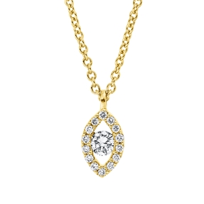 Collier Spitzoval aus 750 Gold Gelbgold 15 Brillanten 0,09ct TW-SI L:42cm