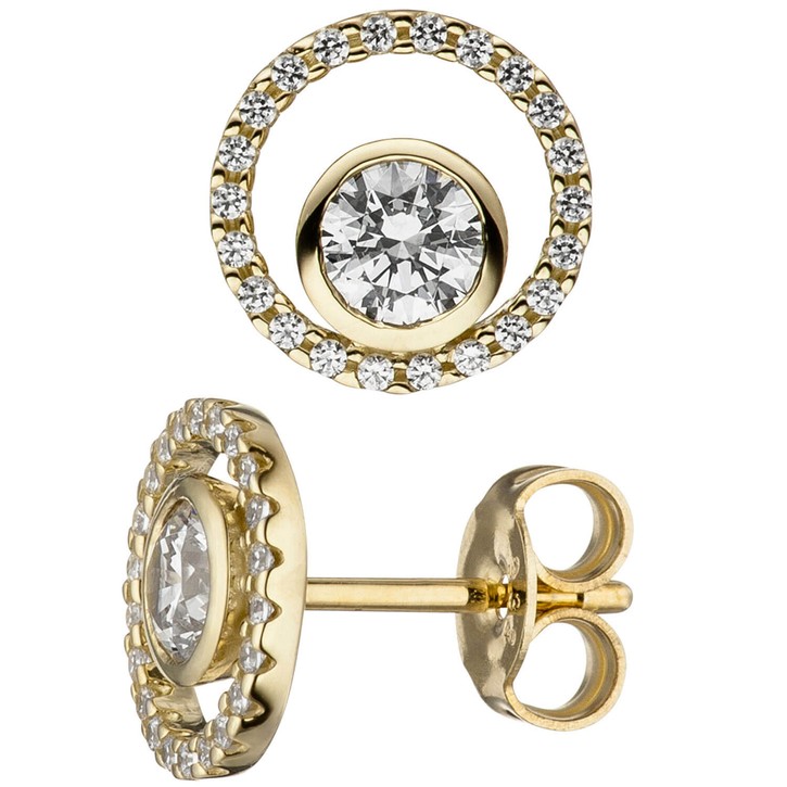 Schmuck-Set 333 Gelbgold mit Zirkonia 42cm