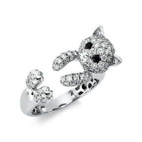 750 Gold White Gold Cat Ring 89 Diamonds 0.91ct Band:10.3mm