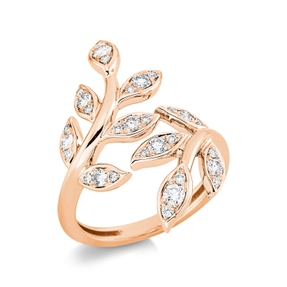 Ring Leaves made of 750 Gold Red Gold 30 Brilliant Cut Diamonds 0.53ct TW-VSI Width:27.1mm