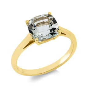 Ring aus 750 Gold Gelbgold Amethyst 2,3ct grün B:8,1mm 4er-Krappe